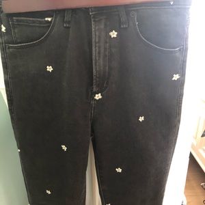 Black Floral Embroidered Abercrombie Jeans